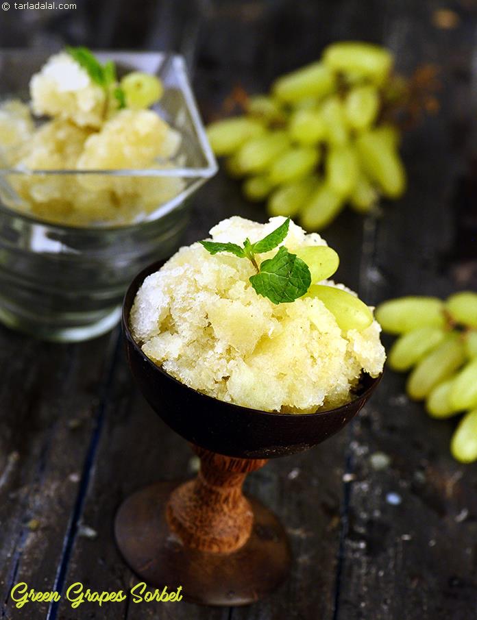 ग्रीन ग्रेप्स् सॉर्बे रेसिपी, Green Grapes Sorbet Recipe In Hindi