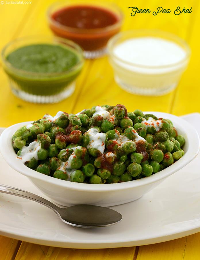 green pea bhel recipe | green peas and vegetable chaat | Â healthyÂ green pea bhel |