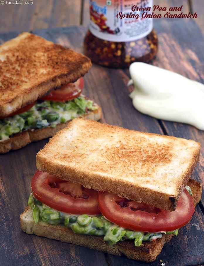 Green Pea and Spring Onion Sandwich recipe, Childrens Recipes, Kids Recipes