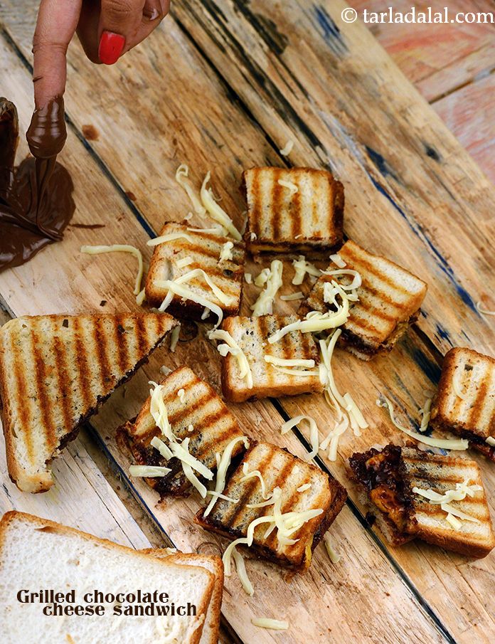 चॉकलेट सैंडविच रेसिपी | चीज़ चॉकलेट सैंडविच | grilled chocolate cheese sandwich in hindi |