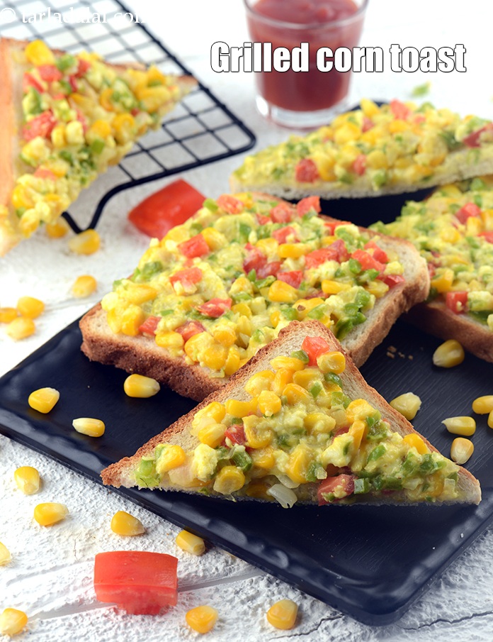 Grilled Corn Toast recipe, Corn Recipes