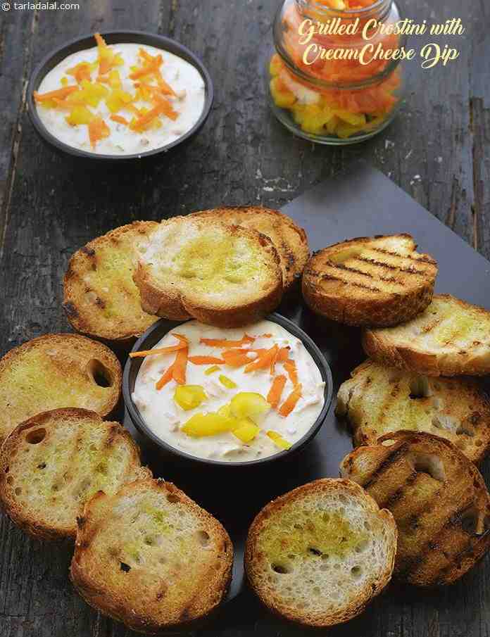 Grilled Crostini with Cream Cheese Dip