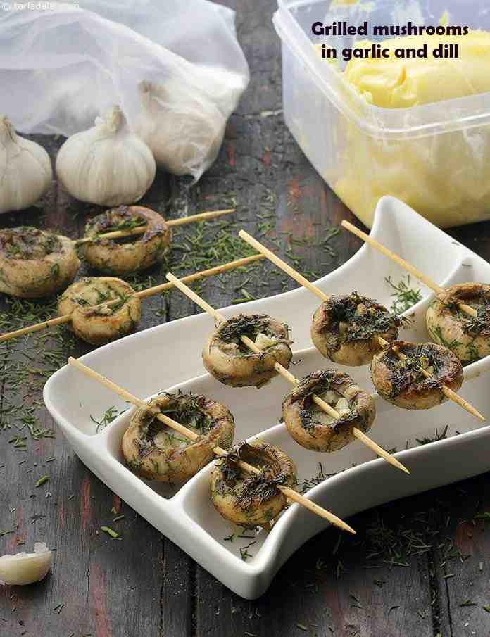 Grilled Mushrooms in Garlic and Dill