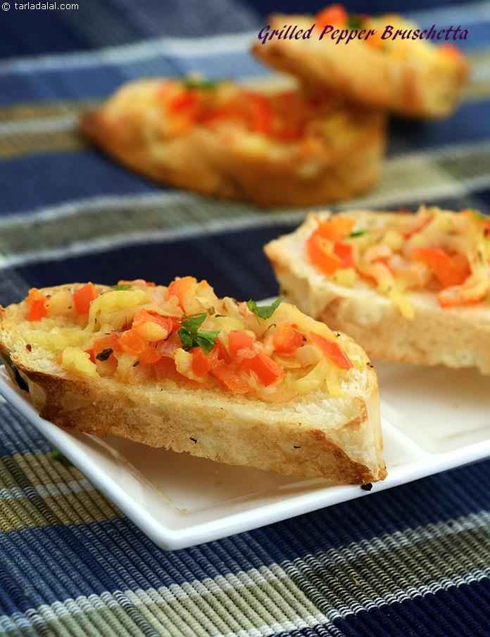 Grilled Pepper Bruschetta recipe, Sizzler Recipes | Barbeque Recipes