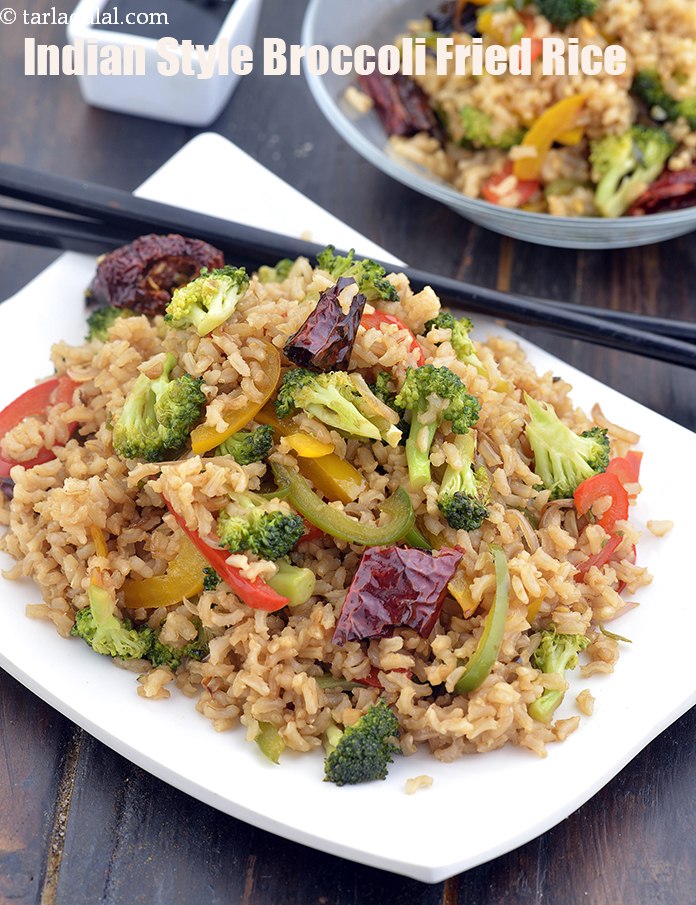 हेल्दी ब्रोकली फ्राइड राइस रेसिपी | ब्रोकली राइस |  healthy broccoli fried rice in hindi.
