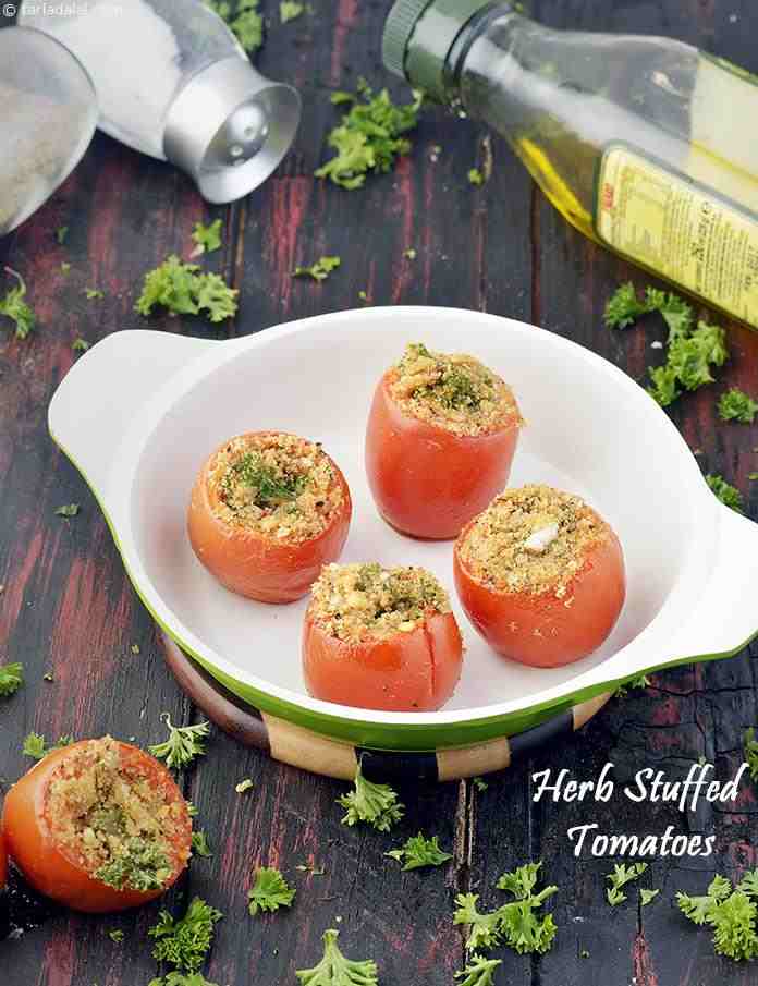 Herb Stuffed Tomatoes recipe, Indian Recipes