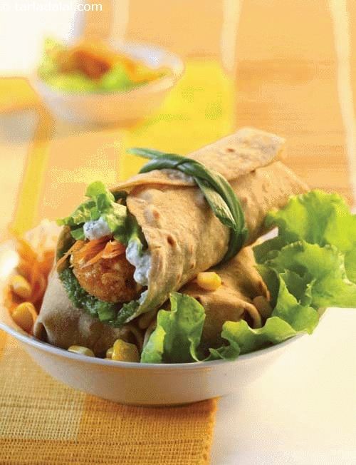 Herbed Yoghurt Corn Cake Wrap ( Wraps and Rolls) recipe