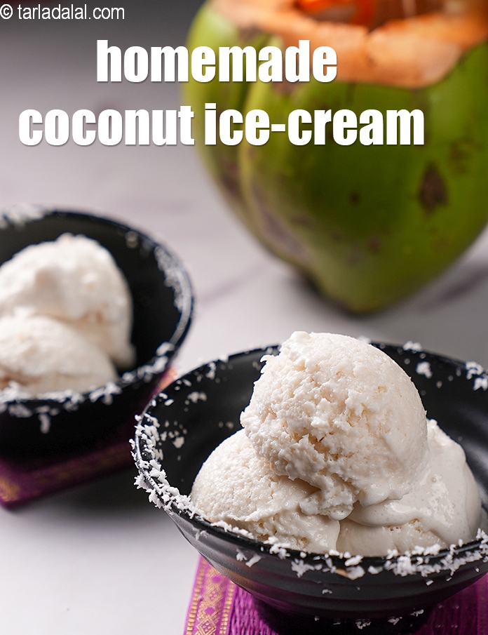 Tender Coconut Ice Cream , Eggless Coconut Ice Cream recipe, Thai Coconut Ice-cream 