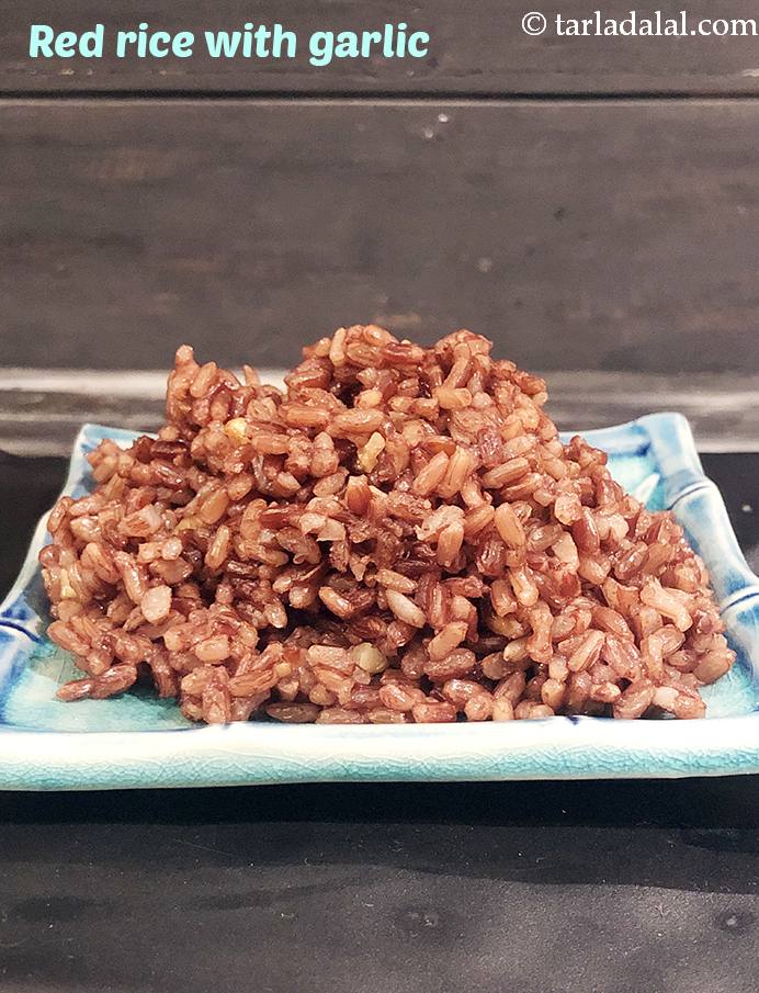 red rice recipe | how to cook red rice | simple red rice with garlic | red rice benefits |