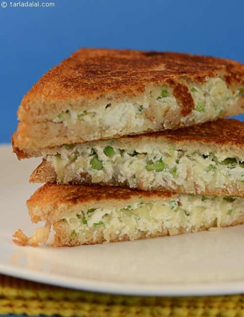 Paneer and Apple Grilled Sandwiches recipe, Sandwich Recipes