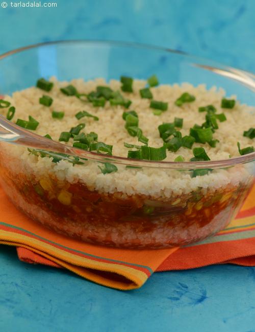 Jalfrazie Layered Brown Rice (zero Oil, Low Calorie and Diabetic) recipe