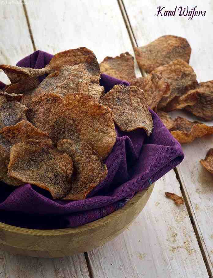 kand wafers recipe | kand chips | purple yam chips for vrat upvas |