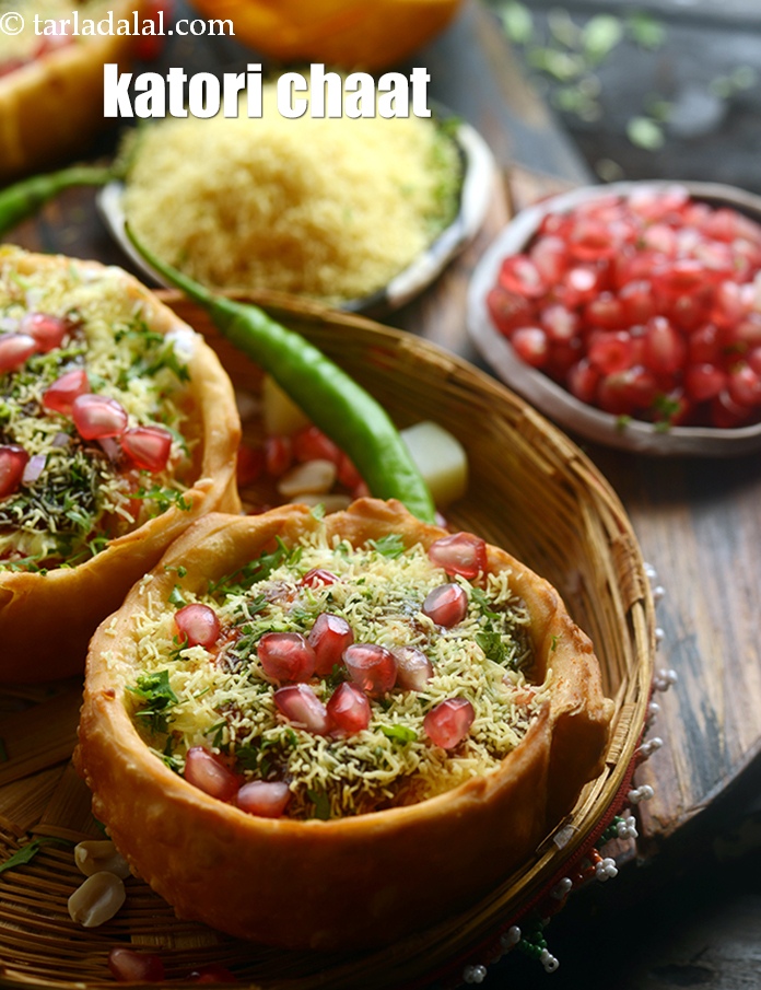 katori chaat recipe | Indian tokri chaat | aloo tokri chaat | potato basket chaat |