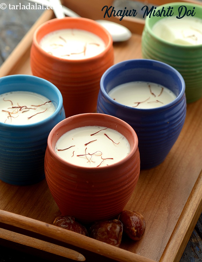 khajur mishti doi | healthy mishti doi with dates |