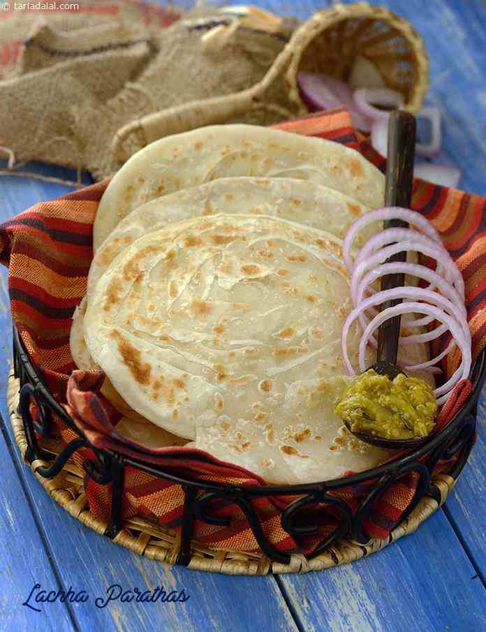 Lachha Paratha, Punjabi Soft Flaky Lachha Paratha recipe, Achaar Recipes | Paratha Recipes