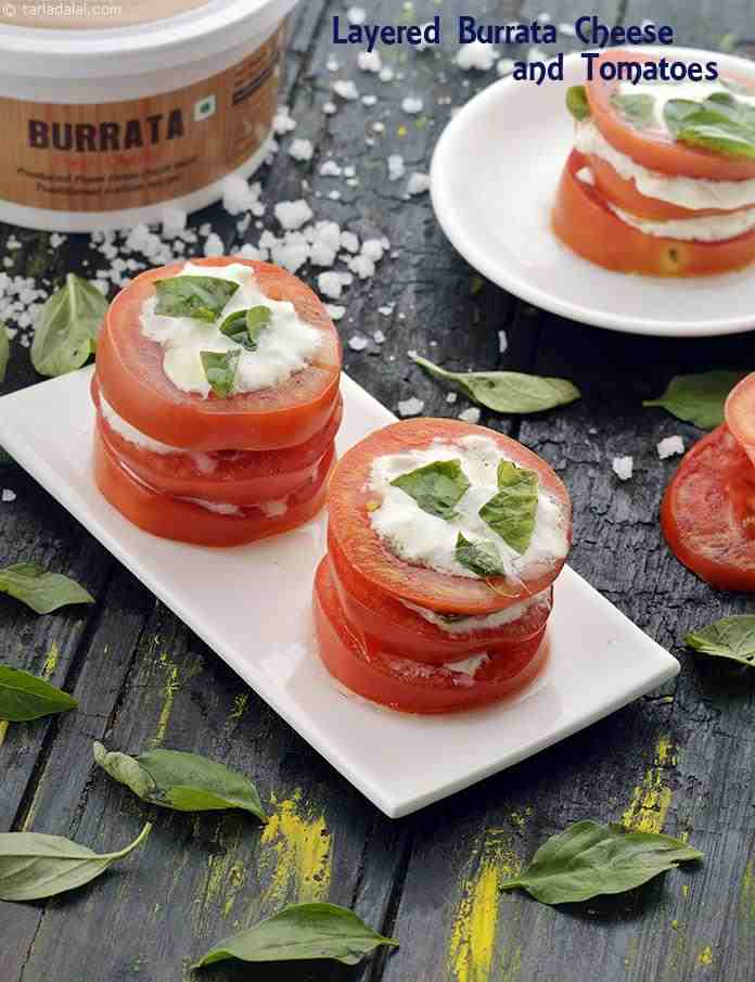 Layered Burrata Cheese and Tomatoes