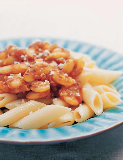 Lima Beans with Penne Arrabiana recipe