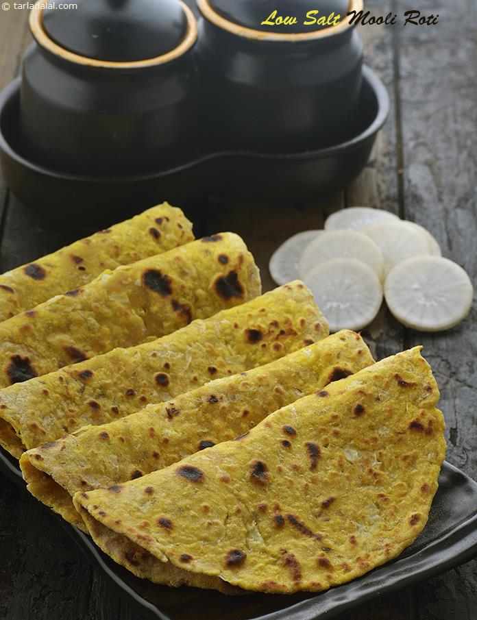 Low Salt Mooli Roti, Nutritious Radish Rotis recipe, High Blood Pressure Recipes/ Low Sodium Recipes