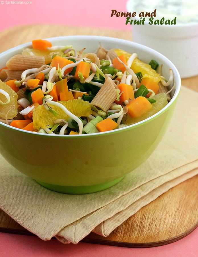 पैने एण्ड फ्रूट सलाद रेसिपी, Penne and Fruit Salad Recipe In Hindi