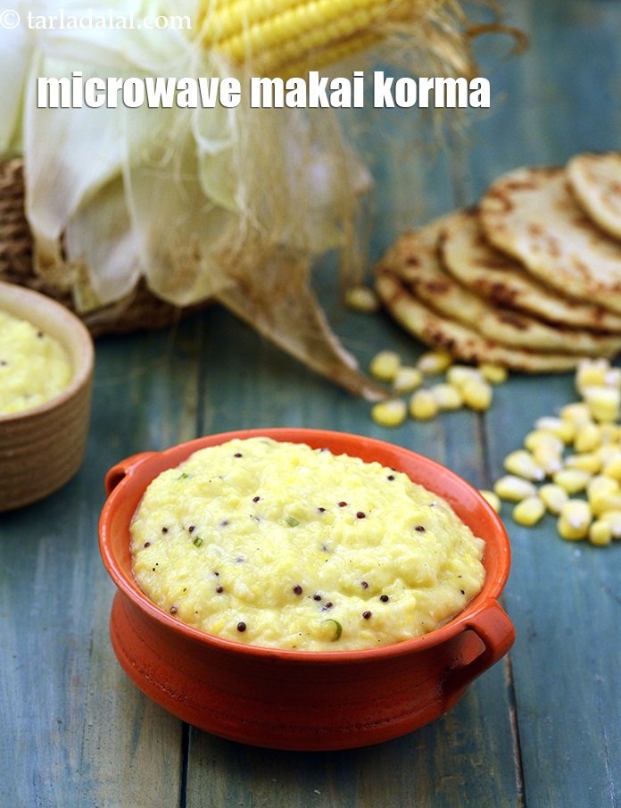 microwave makai korma recipe | microwave corn kurma | quick Indian sweet corn korma | microwave makki korma |