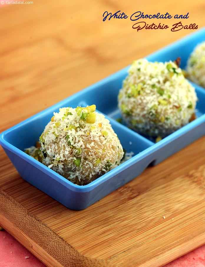 White Chocolate and Pistachio Balls recipe, Quick Dessert Recipes