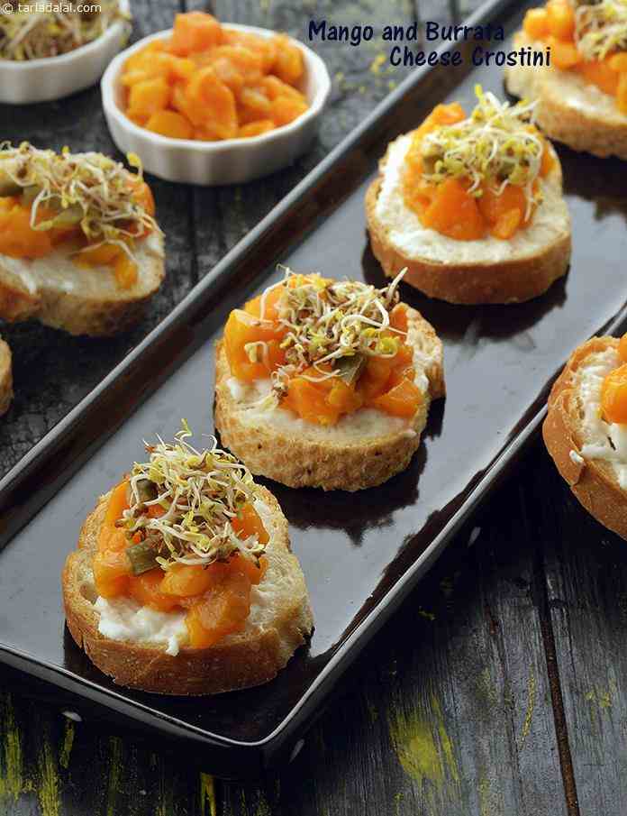 Mango and Burrata Cheese Crostini recipe