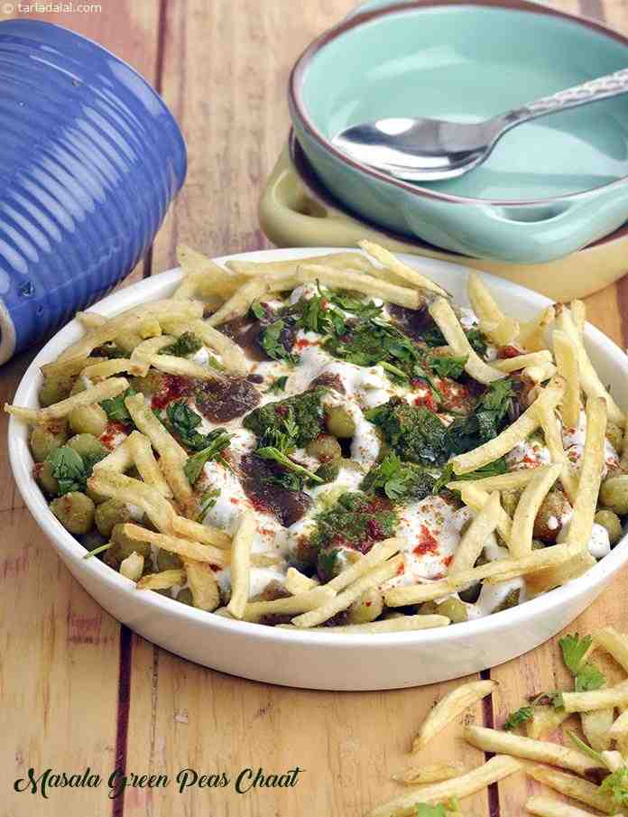 Masala Green Peas Chaat recipe, Indian Vegetarian Recipes