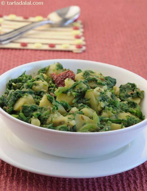 Aloo Palak ( Microwave ) recipe, Microwave Subzis Recipes
