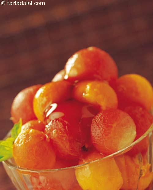 Melon and Papaya Scoops in Honey Ginger Dressing recipe, Healthy Recipes