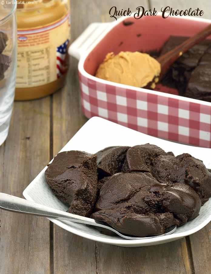 Quick Dark Chocolate and Peanut Butter Fudge recipe, Indian Microwave Snack Recipes
