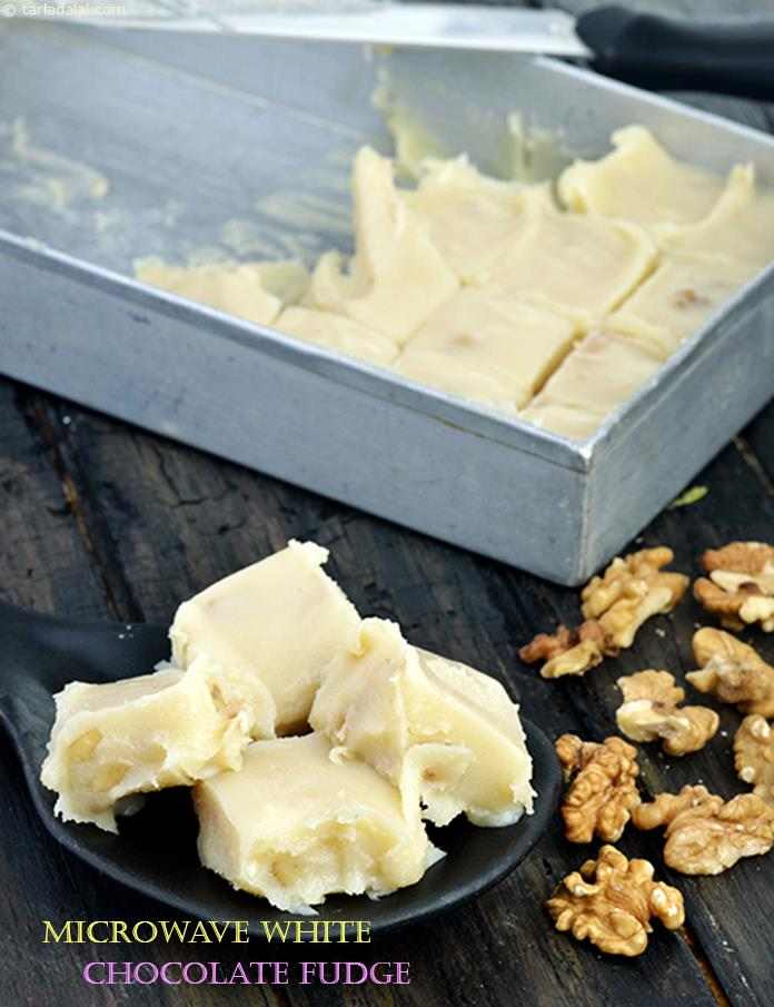 White Chocolate Fudge, Microwave White Chocolate Fudge recipe, Indian Microwave Snack Recipes