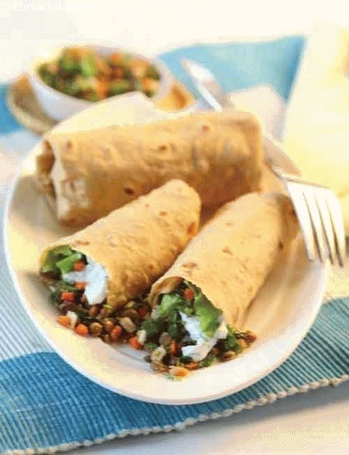 Mint and Masoor Roll, Wrap recipe, Tarla Dalal