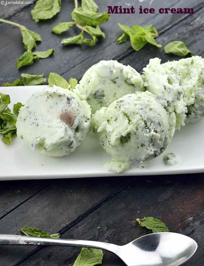 Mint Ice Cream, Creamy Pudina Ice Cream recipe
