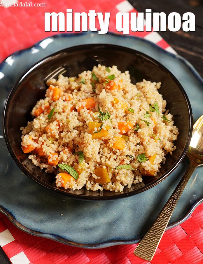 minty quinoa recipe | vegetable quinoa for IBS | healthy Indian quinoa snack |