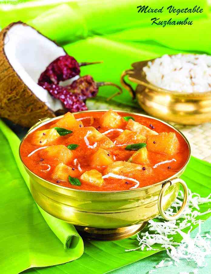 मिक्स्ड वेजिटेबल कुज़ाम्बू रेसिपी, Mixed Vegetable Kuzhambu, South Indian Veg Curry Recipe In Hindi