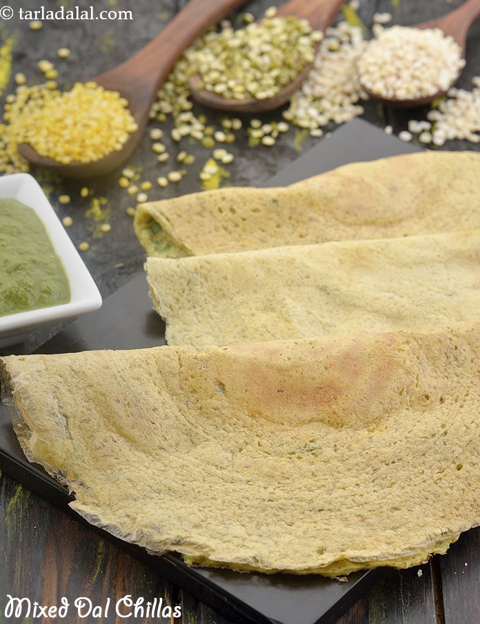 Mixed Dal Chillas, Healthy Breakfast, Snack Recipe