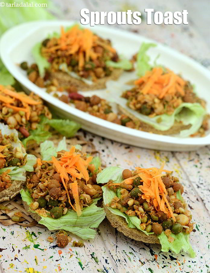 sprouts toast | mixed sprouts toast | healthy Indian sprouts toast |