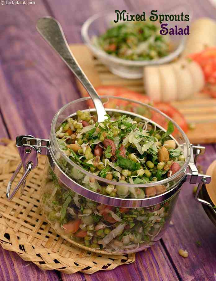 mixed sprouts salad recipe | healthy sprouts diabetic salad | sprouts salad for weight loss | Indian sprouts salad benefits |