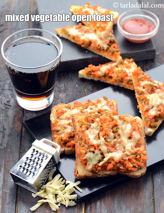 mixed vegetable open toast recipe | Indian style vegetable toast |