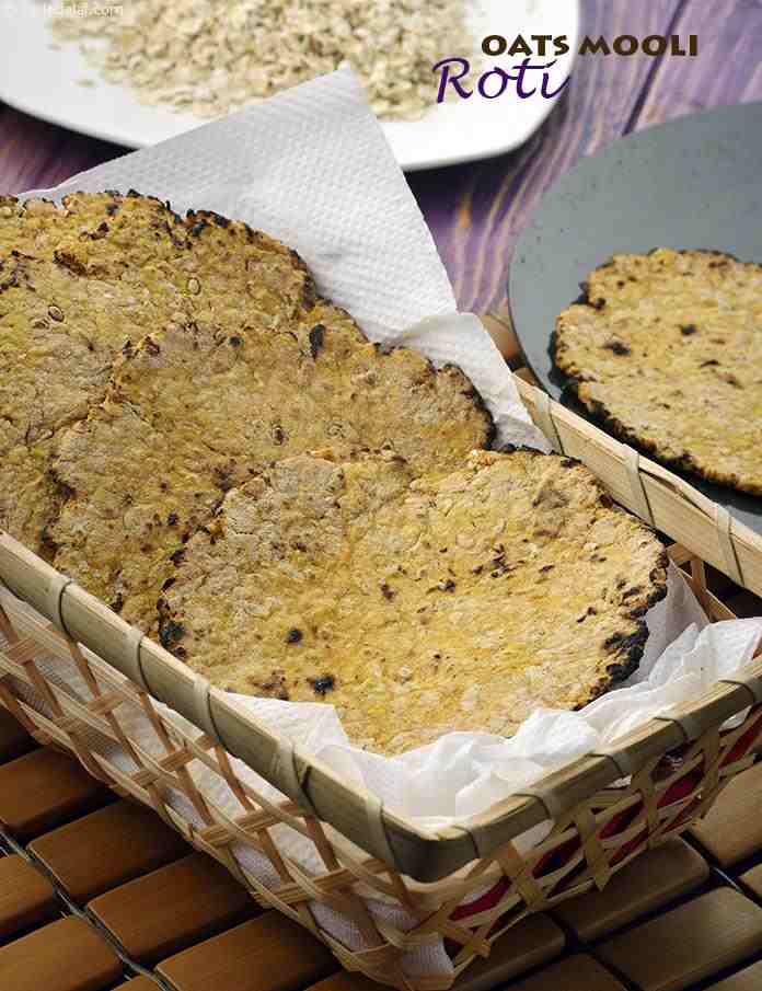 Oats Mooli Roti, Zero Oil Oats Mooli Roti recipe