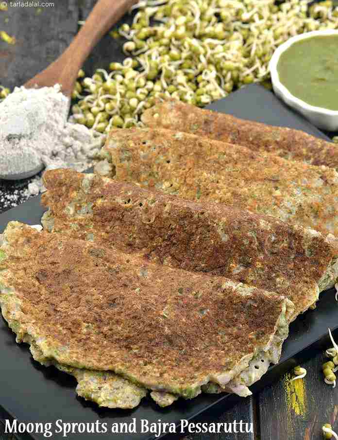 Moong Sprouts and Bajra Pessaruttu recipe