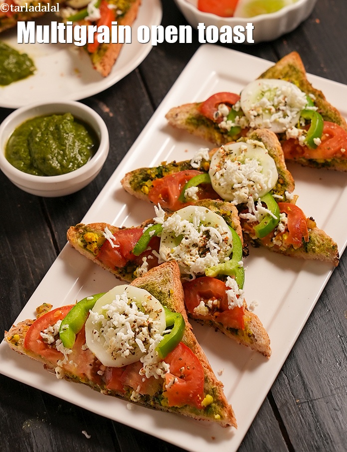 multigrain open toast recipe | diabetes and kidney friendly multigrain open toast  | healthy paneer masala toast sandwich |