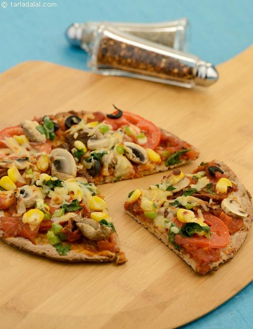 Mushroom, Sweet Corn and Spinach Pizza recipe
