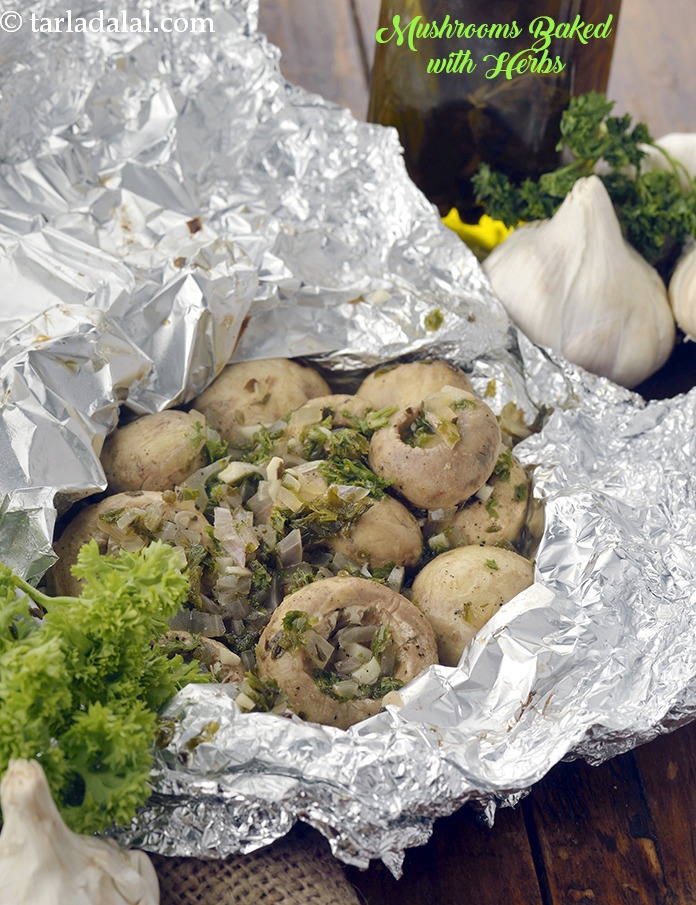 mushrooms baked with herbs recipe | herb baked mushrooms |