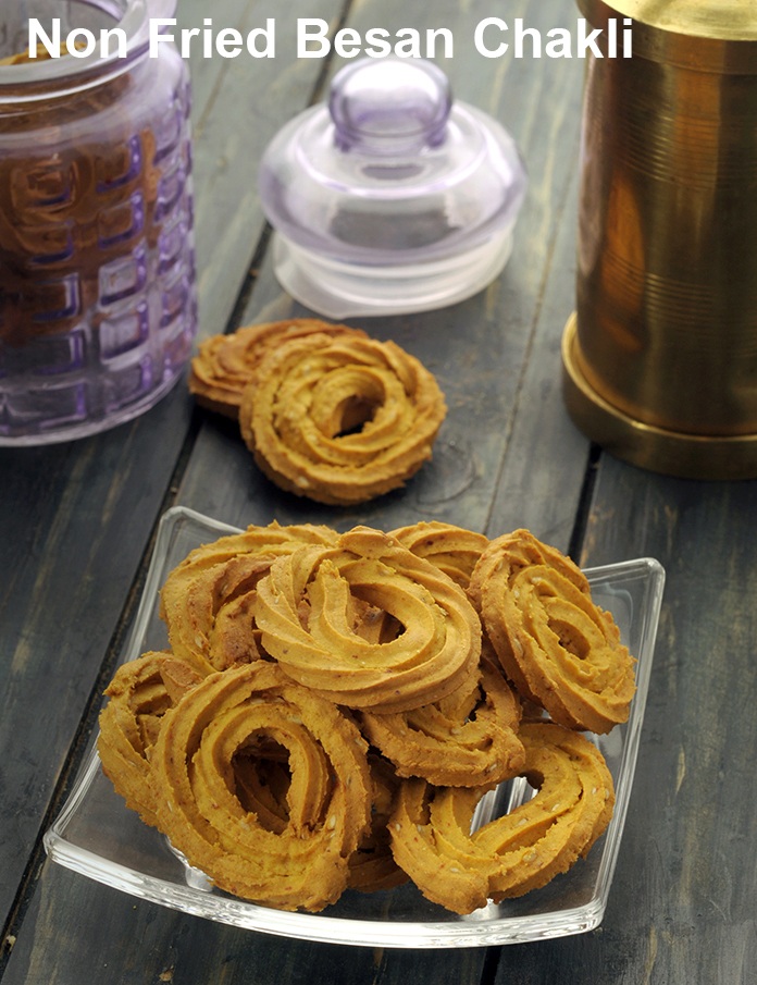 non fried besan chakli recipe | besan murukku | baked besan chakli
