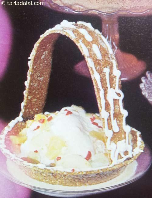 Nougat Basket recipe, Indian Vegetarian Recipes