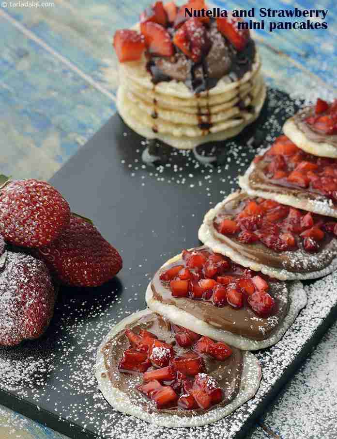 Nutella and Strawberry Mini Pancakes recipe