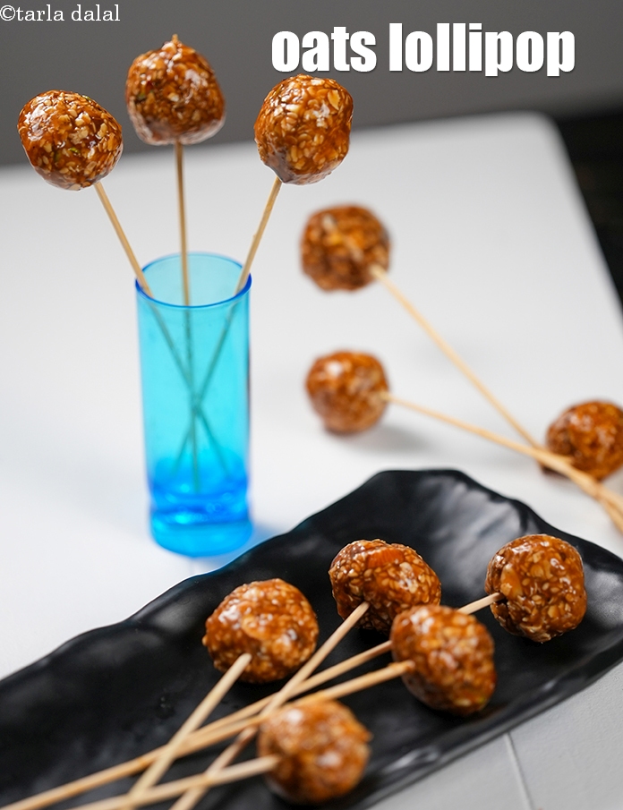 oats lollipop recipe | Indian style oats nuts ladoos for kids, adults | healthy oats energy balls |