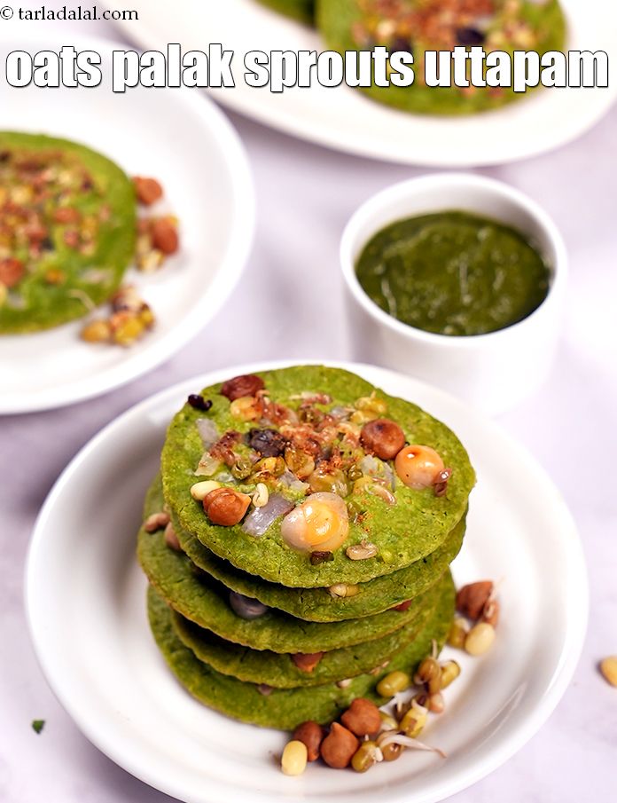oats palak sprouts uttapam recipe | sprouts uttapam | uttapam recipe for pregnancy |