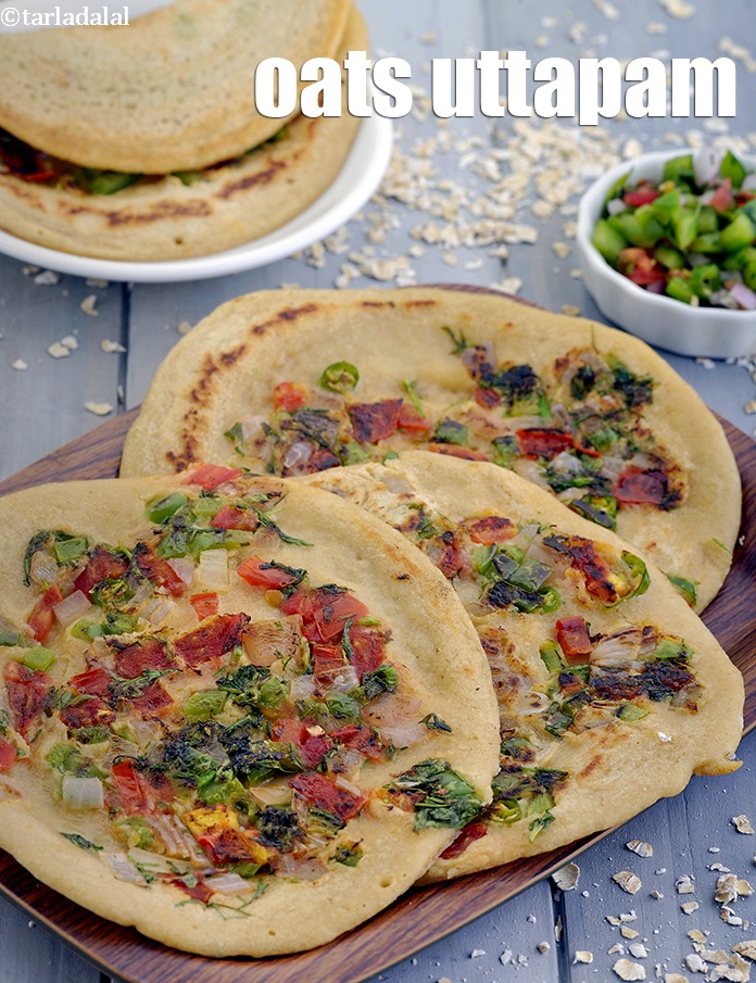 oats uttapam recipe | instant oats vegetable uttapam | healthy oats whole wheat uttapam |